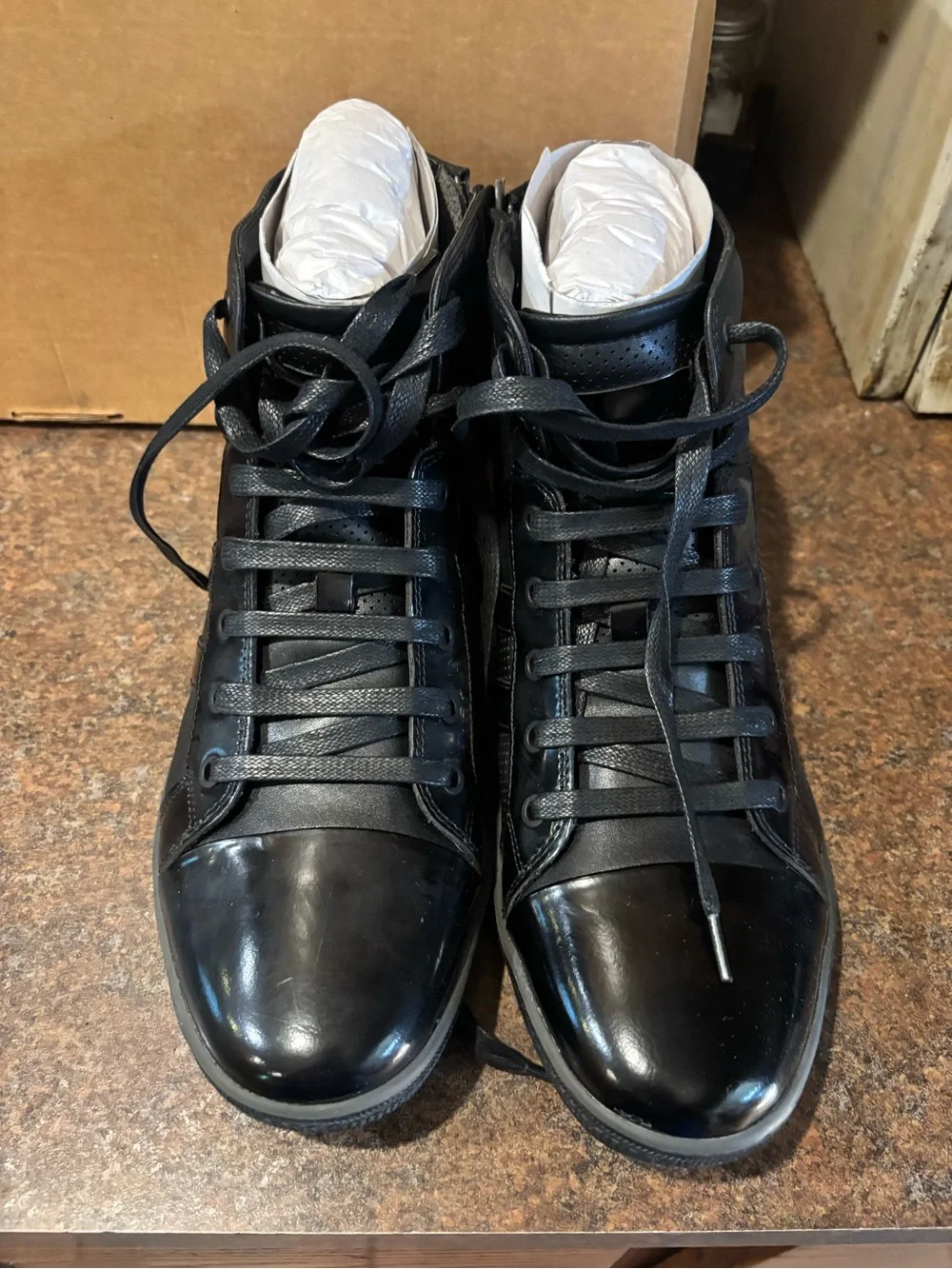Kenneth Cole Men's Black Leather High-Top Sneakers